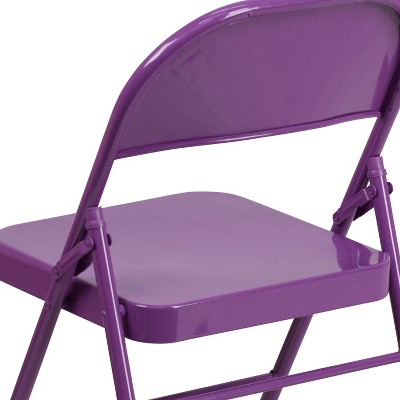 Impulsive Purple Metal Folding Chairs Set of 4