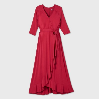 Image of 3/4 Sleeve Knit Wrap Maternity Dress - Isabel Maternity by Ingrid & Isabel™ Ruby S
