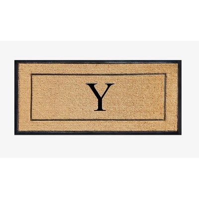A1HC Natural Coir and Rubber Backing Monogrammed Door Mat, Anti-Shed Entry Doormat