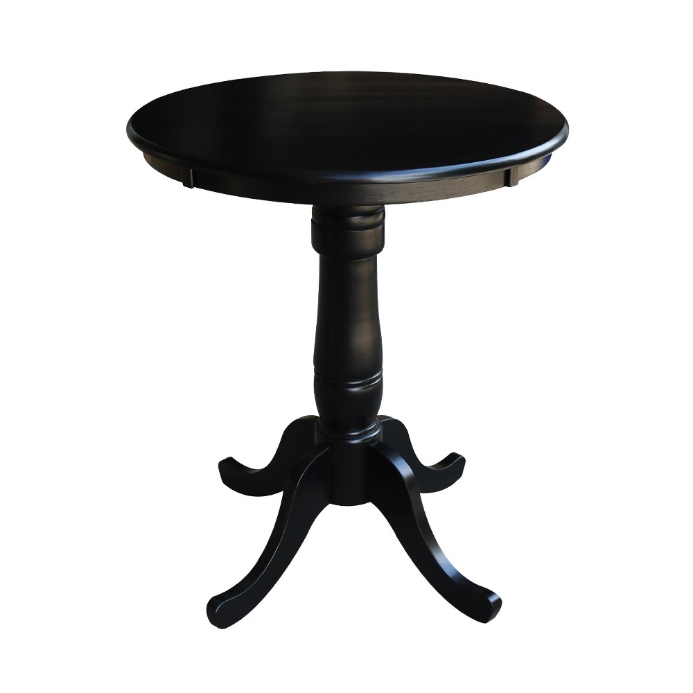 Photos - Dining Table 30" Round Top Pedestal Counter Height Table Black - International Concepts