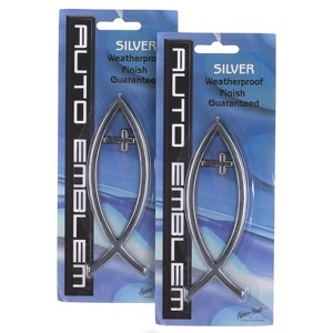 Dicksons, Large Silvertone Christian Cross and Fish Symbol, for Car, Vehicle, Truck, Van, Super Adhesive, All Weather, Inspirational Bumper, Easy Peel - 1 of 4