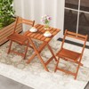 Tangkula 3 PCS Outdoor Wood Bistro Set w/ 2 Folding Chairs & Dining Table for Backyard - 2 of 4