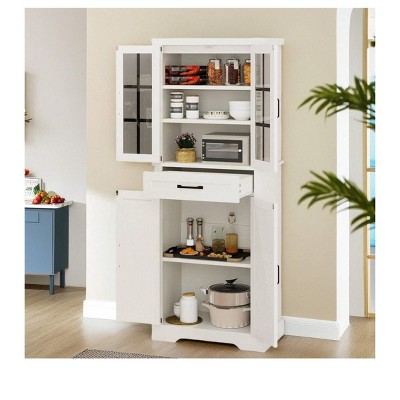 Food Cabinet Pantry Kitchen Storage Cabinets Doors and Shelves Tall Cabinet Cabinet Large Storage Capacity with Adjustable Shelves