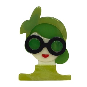 Wrapables Acrylic Fashion Brooch Pin for Sweaters, Coats, Scarves, and Bags, Bowknot Green - 1 of 4