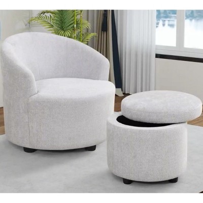 NicBex Ottoman Set with Flip-Top Storage,Storage Ottoman with Wood Frame,High-Density Cushion,Ottoman with Storage for Living Room,Bedroom,Gray White