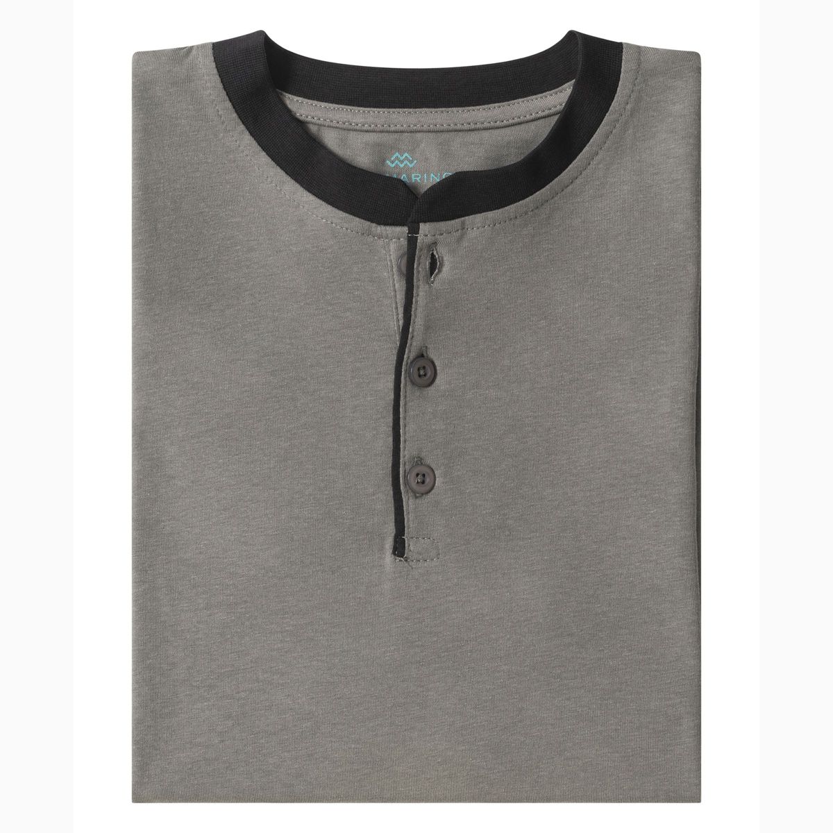 Men's Short Sleeve Henley T-Shirt with Contrast-Trim - thumbnail 3