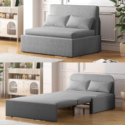Mjkone Twin Size Sofa Bed, 2 in 1 Convertible Linen Loveseat Sleeper Sofa Couch with Cushions
