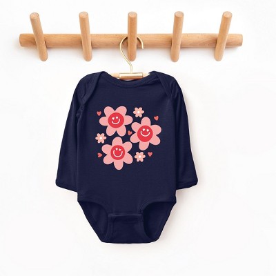 The Juniper Shop Hippy Flower Valentine Baby Long Sleeve Bodysuit