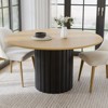 PexFix 52" Wood Round Dining Table Kitchen Table for 4-6 with Arc-Shaped Edge Top & Textured Pedestal for Living/Dining Room Coffee Office Natural - 2 of 4