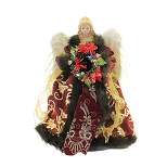 Tree Topper Finial 16.25" Angel With Wreath Christmas Fiber Optic  -  Tree Toppers