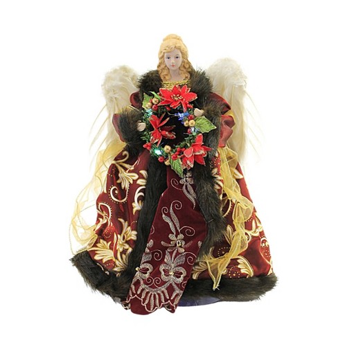 Tree Topper Finial 16.25" Angel With Wreath Christmas Fiber Optic  -  Tree Toppers - image 1 of 3