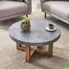 VYNXARIA Modern Gray Texture Round MDF Coffee Table - 31.4" Diameter - 2 of 4
