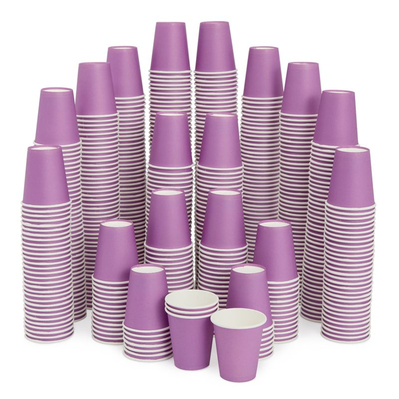 Stockroom Plus 600 Pack Disposable Mini Paper Cups for Espresso, Mouthwash, Tea & Coffee, Purple, 3oz, 1 of 7