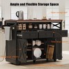 Lycvki 46.5'' Farmhouse Rolling Kitchen Cart with Drape of Beads and Drop Leaf - 2 of 4