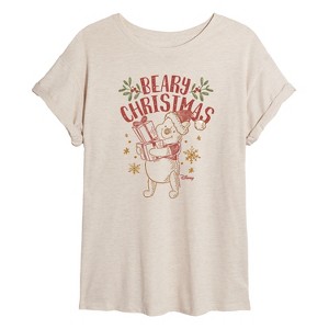 Women's - Winnie the Pooh - Pooh Wishes A Beary Christmas Oversized Graphic T-Shirt - 1 of 4