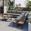Outdoor 6-Piece Sectional Sofa Set, Sofa Set with Round Coffee Table, Sofa with Iron Frame and Polyester Cushions and Pillows-Coolbibila - 2 of 4