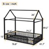 Black Twin size House Floor Bed with Detachable Slats Versatile Metal House bed with Guardrails Transformable Design - 4 of 4