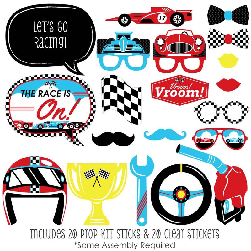Big Dot of Happiness Let's Go Racing - Racecar - Baby Shower or Race Car Birthday Party Photo Booth Props Kit - 20 Count, 2 of 8