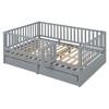 YOOCOZZ Full Size Wood Daybed with Fence Guardrails and 2 Drawers, Split into Independent Floor Bed & Daybed - 2 of 4