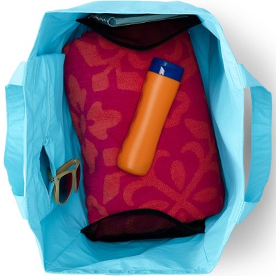 Large Blue Nylon Collapsible Beach Tote