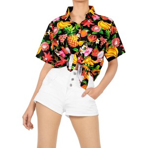 HAPPY BAY Hawaiian Shirts Womens Casual Beach Party Blouse Shirt Summer Short Sleeve Tropical Vacation Tops Button Up Dress Shirts - 1 of 4