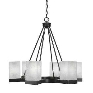 Toltec Lighting Nouvelle 6 - Light Chandelier in  Espresso with 4" Square White Muslin Shade - 1 of 1