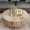 Modern Round Coffee Table,31'' Black Wood Textured Center Table for Living Room-Maison Boucle - 2 of 4