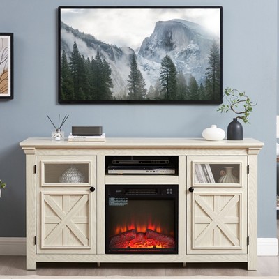 NicBex TV Stand Farmhouse Fireplace TV Stand with 2 Doors Cabinet Entertainment Console for Living Room, Bedroom