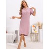 cheibear Women's Cotton Soft Short Sleeve V Neck Long Nightgown Loungewear - 2 of 4