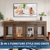 71 Inch Dog Crate Furniture for 2 Rooms, Wooden Double Crate Large Breed with Door, Dog Kennel Indoor - 2 of 4