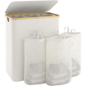 Laundry Basket with Lid, 145L Extra Large Laundry Hamper 3 Section Dirty Clothes Hampers for Laundry with Removable Laundry Bags - 1 of 4