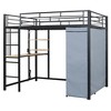 Whisen Full Size Metal Loft Bed with Desk, Wardrobe, Shelves, Power Outlet & LED Light - 3 of 4