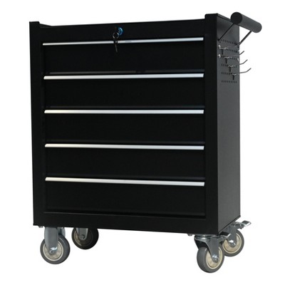 MOEPISY 5-Drawer Metal Rolling Tool Cabinet, Storage Toolbox With Brake Wheels, Toolbox With Lock, Suitable For Warehouses