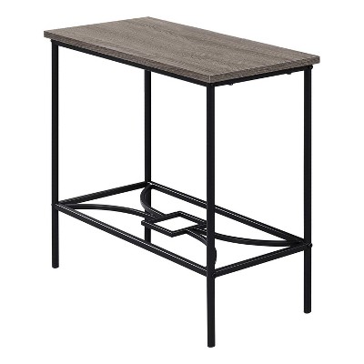 Monarch Specialties Accent Table Side End Narrow Small 2 Tier Living Room Bedroom Metal Laminate Brown Black Contemporary Modern