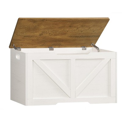 Usikey 39.4" Storage Chest, Toy Box with 2 Safety Hinges, Lift Top Wooden Toy Chest, Storage Bench, for Living Room, Bedroom, Entryway