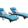 Outdoor Wicker Garden Reclining Lounge Chairs Set of 2,Adjustable Wave Recliner Chairs with Cushion,Patio Poolside Chaise Lounge-Coolbibila - 3 of 4