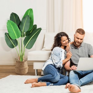 Lifelike Artificial Bird of Paradise - Silk Floor Tree (Trunks + Faux Banana Leaves) for Indoor/Outdoor Bedroom, Living Room & Office Decor - 1 of 4