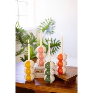 Taper Candle Holders Colorful Striped – Set of 4 by Kalalou - 1 of 4