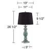 Regency Hill Patsy Country Cottage Table Lamps 26 1/2" High Set of 2 Blue Gray Washed Black Faux Silk Drum Shade for Bedroom Living Room House Bedside - 4 of 4