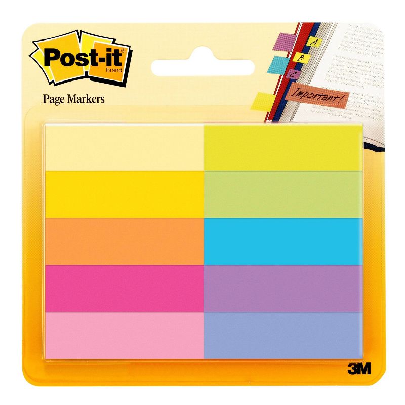 Post-it 10pk 1/2&#34;x2&#34; Page Markers Assorted Bright Colors, 3 of 15