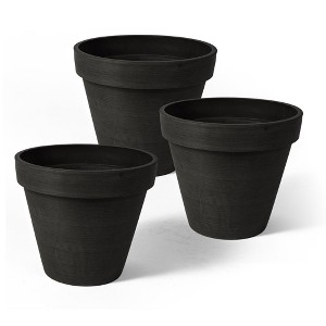 Algreen Valencia Durable All-Natural 4-Inch Inside/Outside Round Banded Planter Pot, Matte Black (3 Pack) - 1 of 1