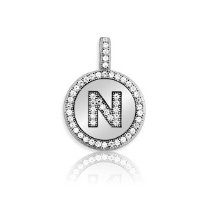Bella Silver Sterling Silver Micro Pave Circle 18" Pendant Necklace - Available Colors: Silver, Gold - 1 of 2