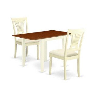 HomeStock 3-Pc Buttermilk and Cherry Finish Solid Wood Top Dining Table Set - 1 of 4