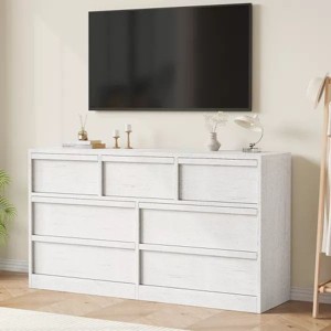 Dresser Chest of Drawers, Modern Double Dresser Organizer with Concave Handles, Wooden Chest of Drawers for Bedroom - 1 of 4