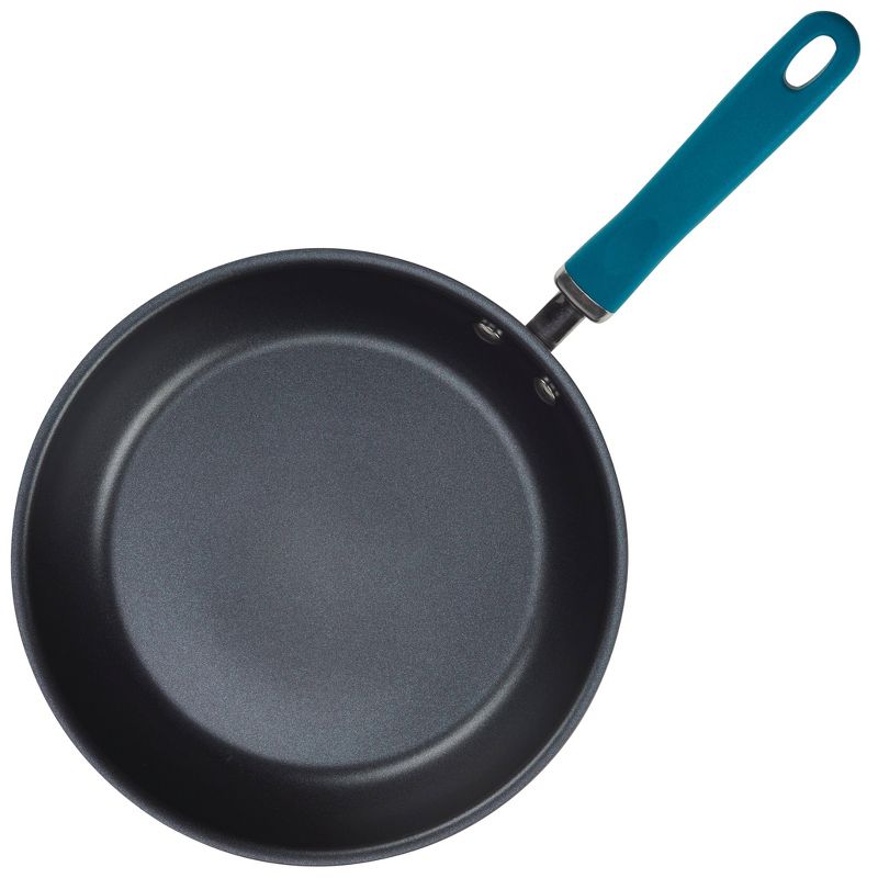 Rachael Ray Create Delicious 2pc Hard Anodized Aluminum Frying Pan Set Teal Handles, 4 of 6