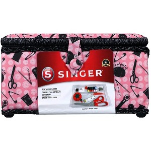 SINGER Large Sewing Basket Kit 126pcs-Pink And Black Notions - 1 of 4