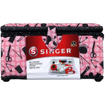 Singer Lg Basket Rolled Edge Leopard Print Matching Zipper Pouch And Sew Kit  : Target