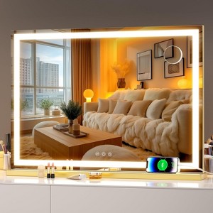 Vanity Mirror with Lights, LED Makeup Mirror with Dimmable 3 Color Modes, Touch Screen Control, Square White Design - 1 of 4
