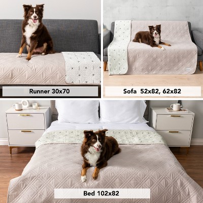 Large Beige Waterproof Quilted Pet Sofa Cover