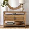 ORRD 2-Door Console Table with Cane Webbing, Toasted Almond Storage Table for Entryway & Living Room, Fixed Shelves & Adjustable Levelers - 3 of 4